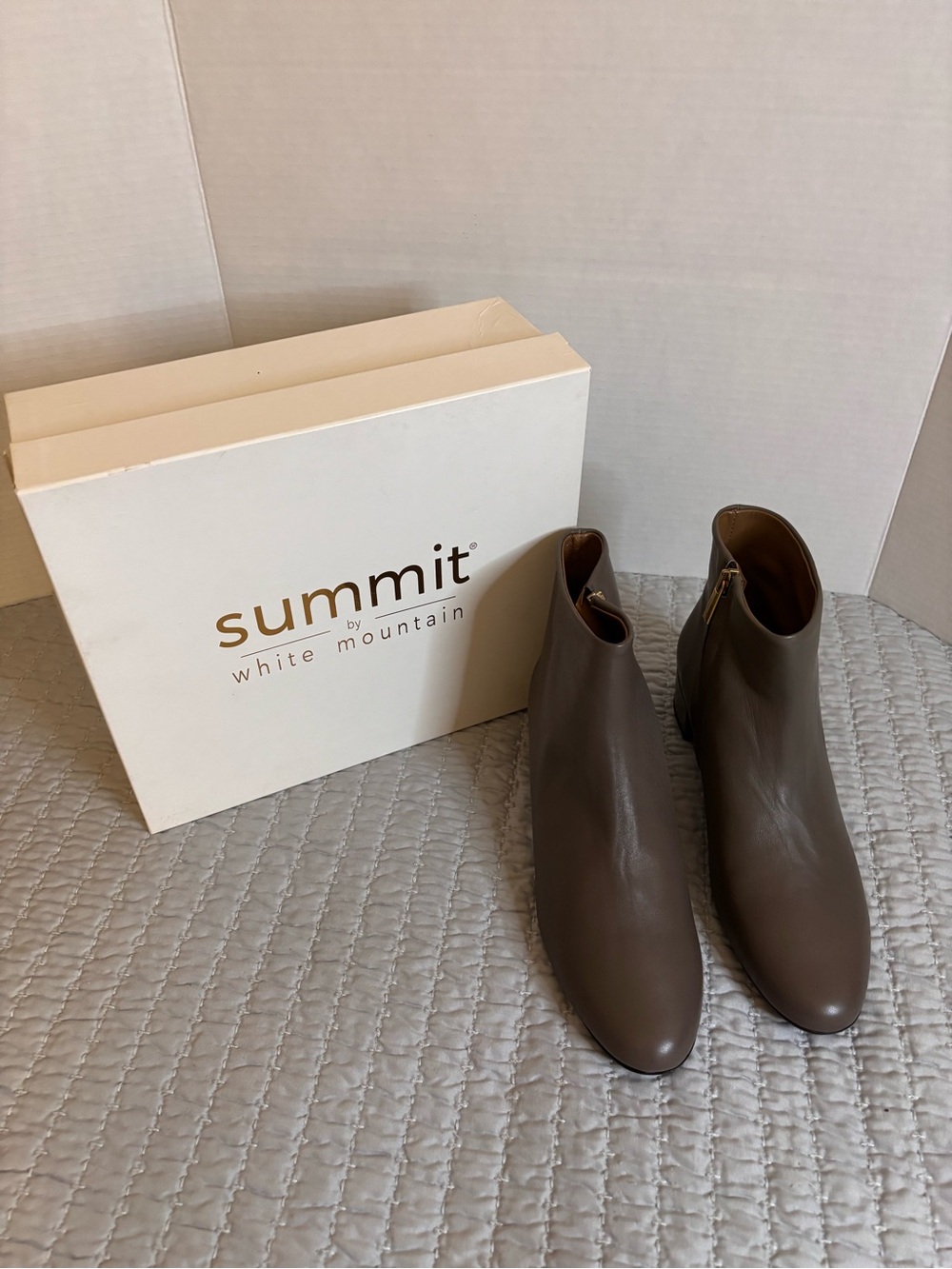 Summit by White Mountain Jordie Taupe Leather Booties - Size: EU40 (US 10)